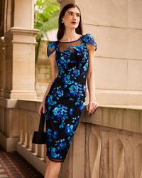Sacha Drake GARNIER Dress in Sapphire Aqua Rose