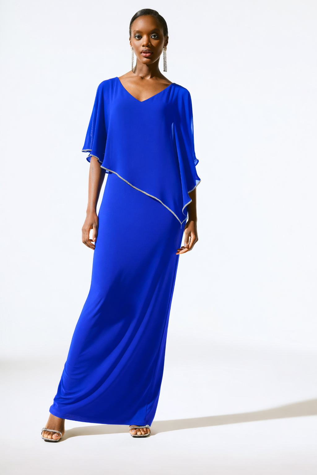Signature by Joseph Ribkoff Chiffon Cape Gown in Royal Sapphire 221385