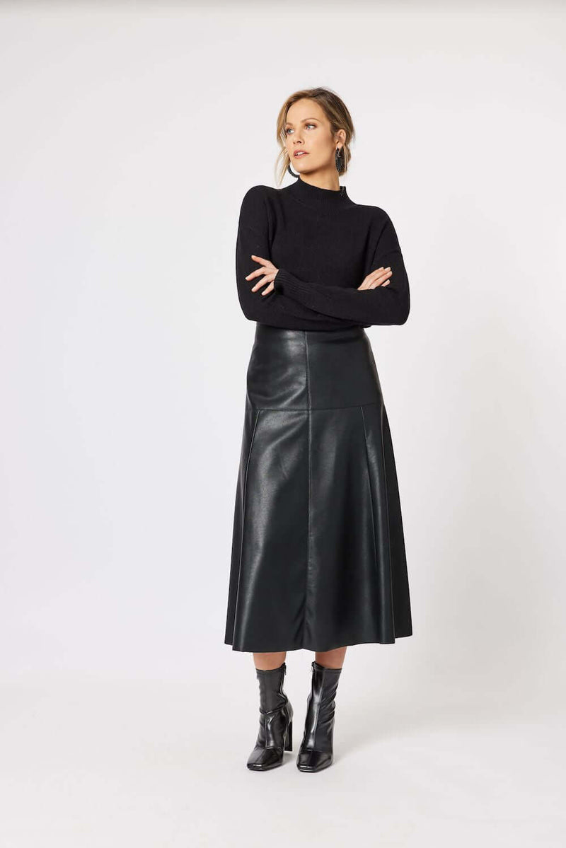 Hammock & Vine Brooke Vegan Leather Skirt in Black 42784
