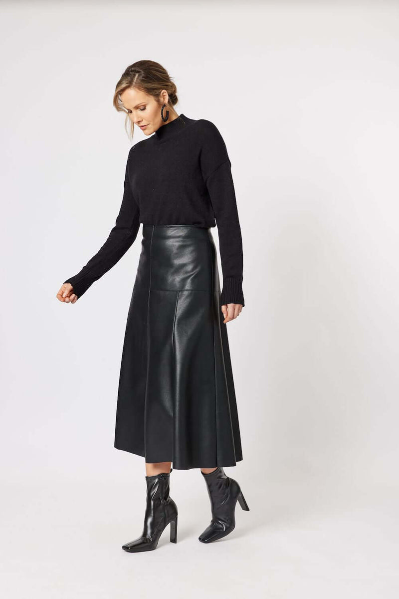 Hammock & Vine Brooke Vegan Leather Skirt in Black