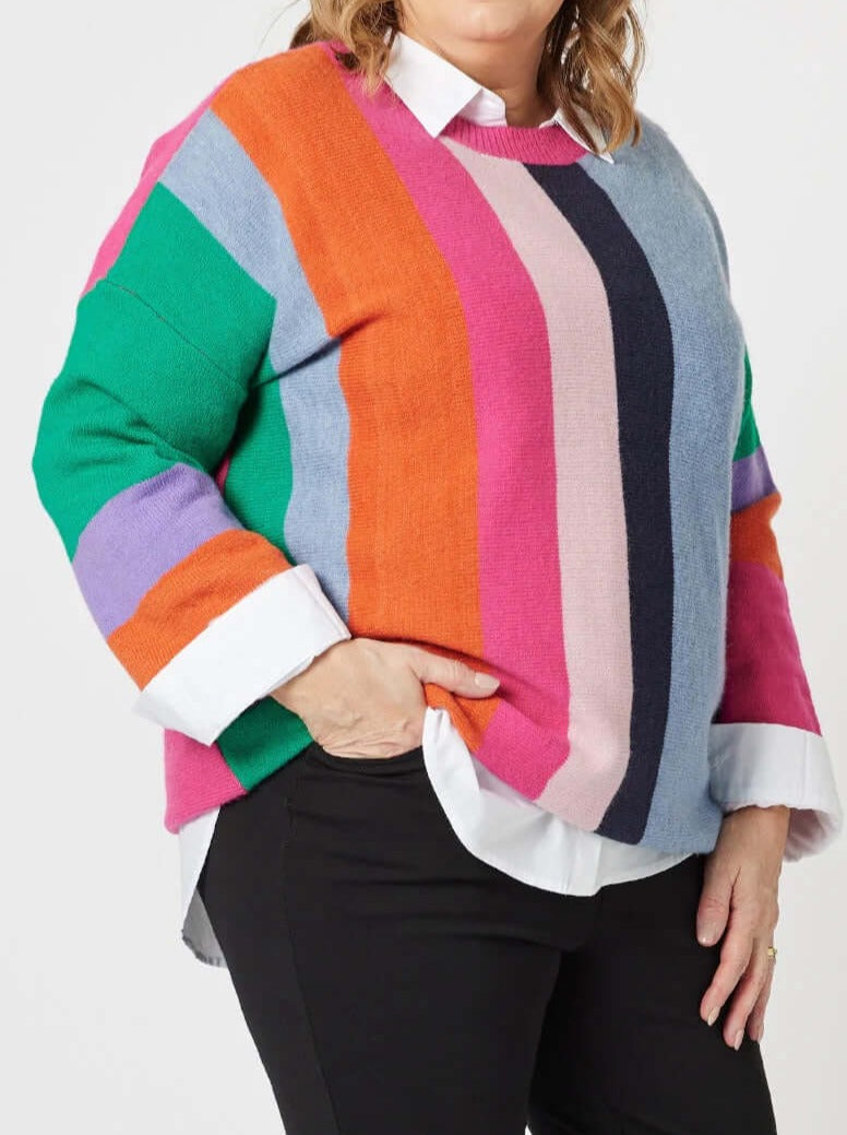 Clarity Rainbow Stripe Knit in Multi