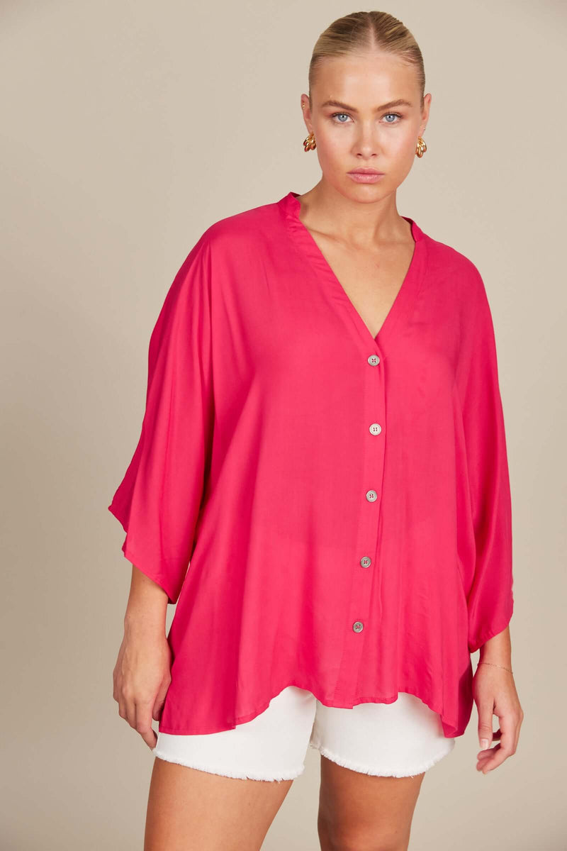 Isle of Mine Esme Relaxed Top in Raspberry