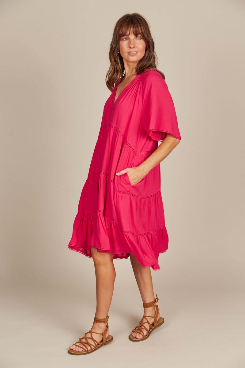 Isle of Mine Esme Dress in Raspberry