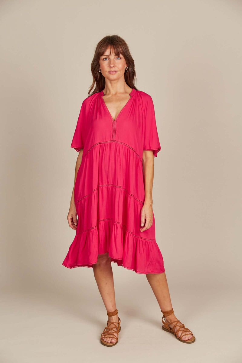 Isle of Mine Esme Dress in Raspberry