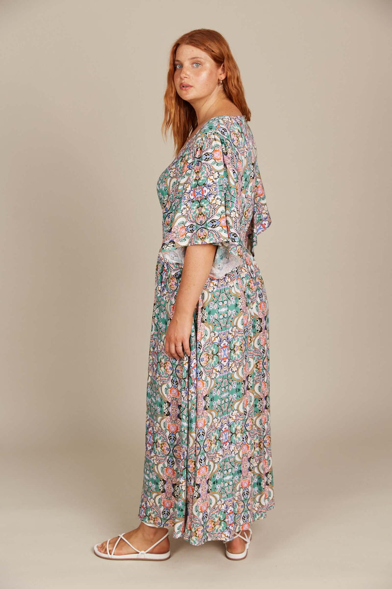 Isle of Mine Esme Button Dress in Lotus Fleuron