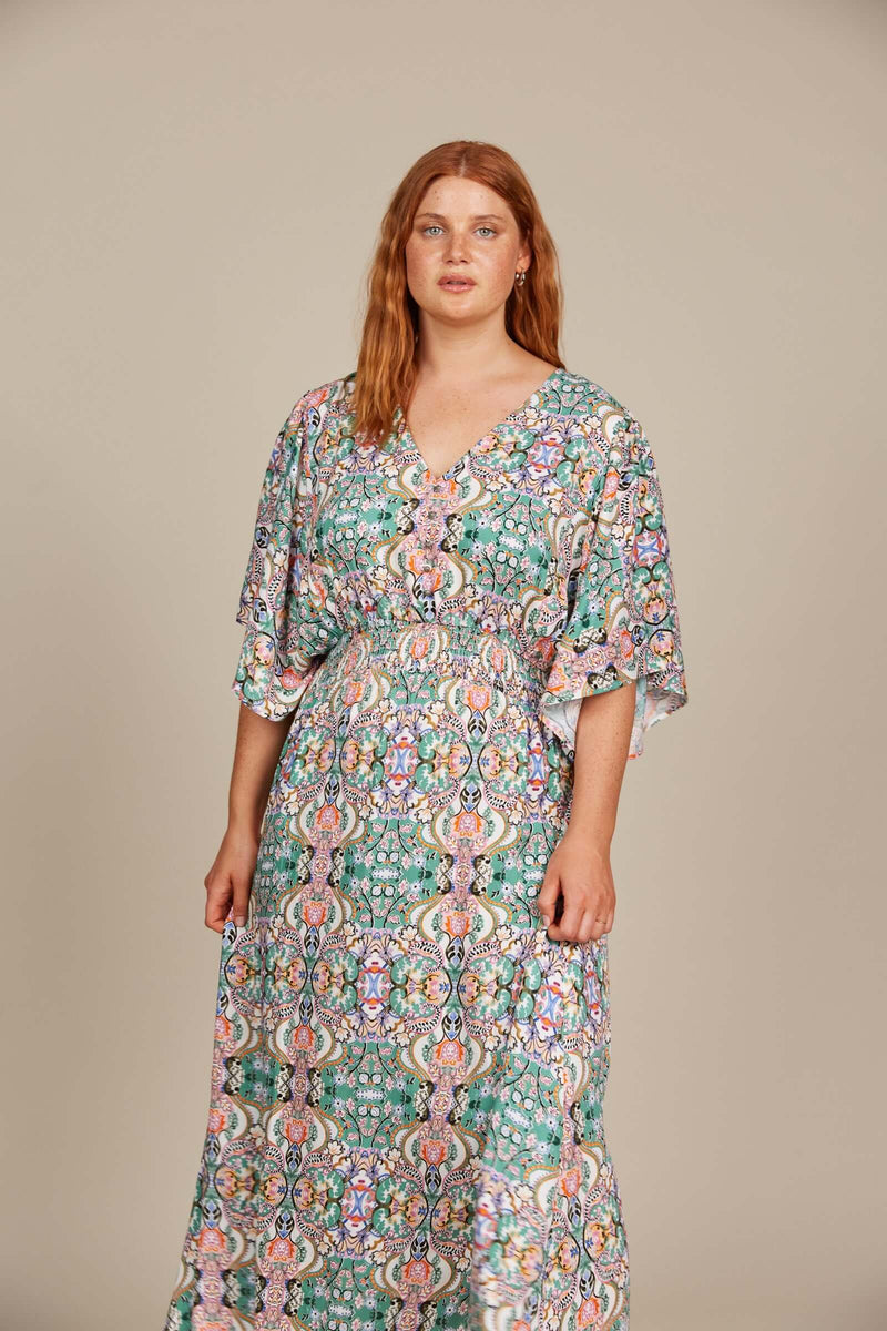 Isle of Mine Esme Button Dress in Lotus Fleuron