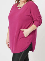 Clarity Pia Button Back Knit in Magenta