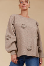 Isle of Mine Miru Flower Jumper in Taupe