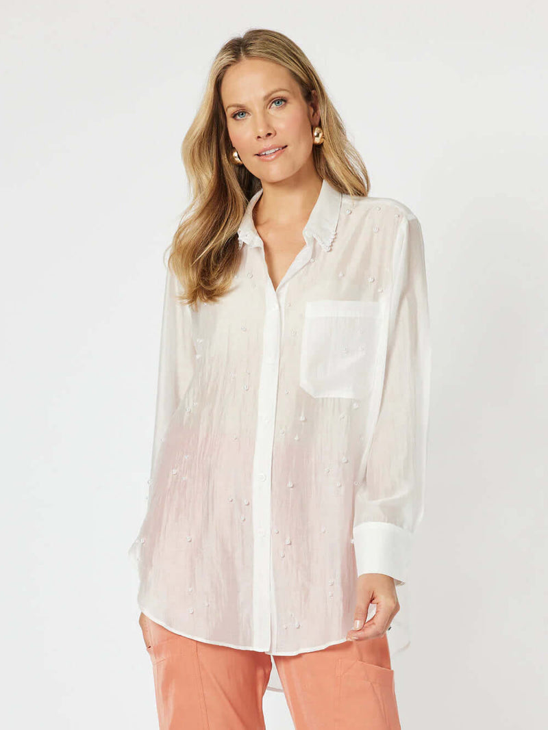 Hammock & Vine Pearl Voile Shirt in White