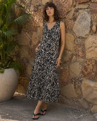 Fate + Becker JADE Ruffle Dress in Black Floral Animal