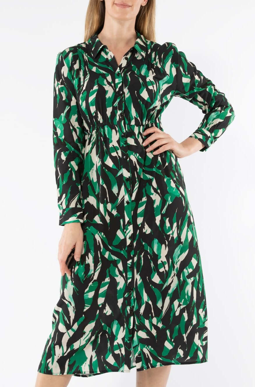 Jump Abstract Zebra Dress in Green Combo