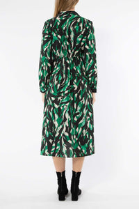 Jump Abstract Zebra Dress in Green Combo