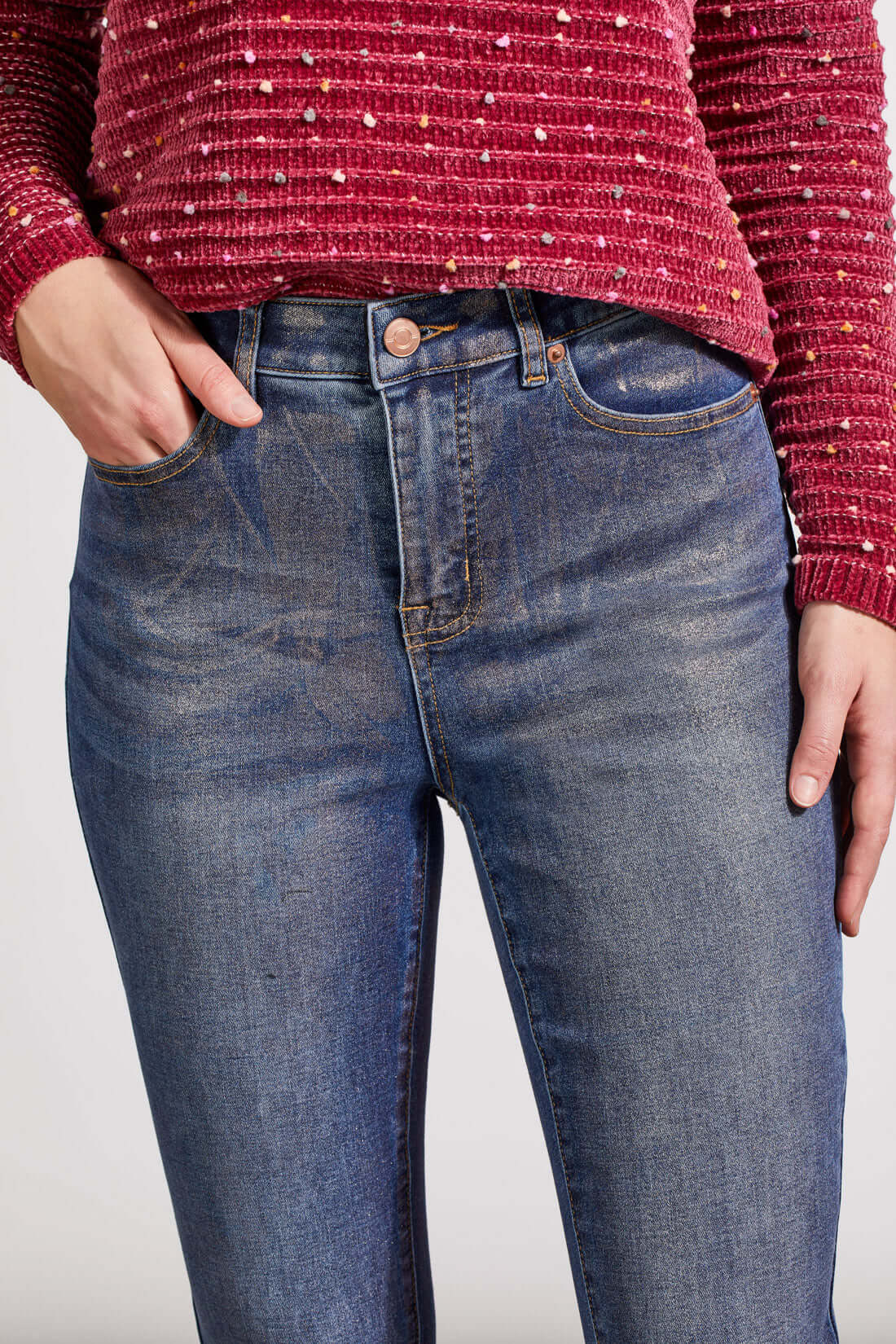 Tribal Sophia Curving Hugging Slim Ankle 28" Jean in Rose Gold