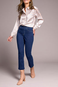 Tribal Audrey Pull On Crop Straight Jean in Deepwater