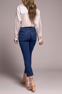 Tribal Audrey Pull On Crop Straight Jean in Deepwater