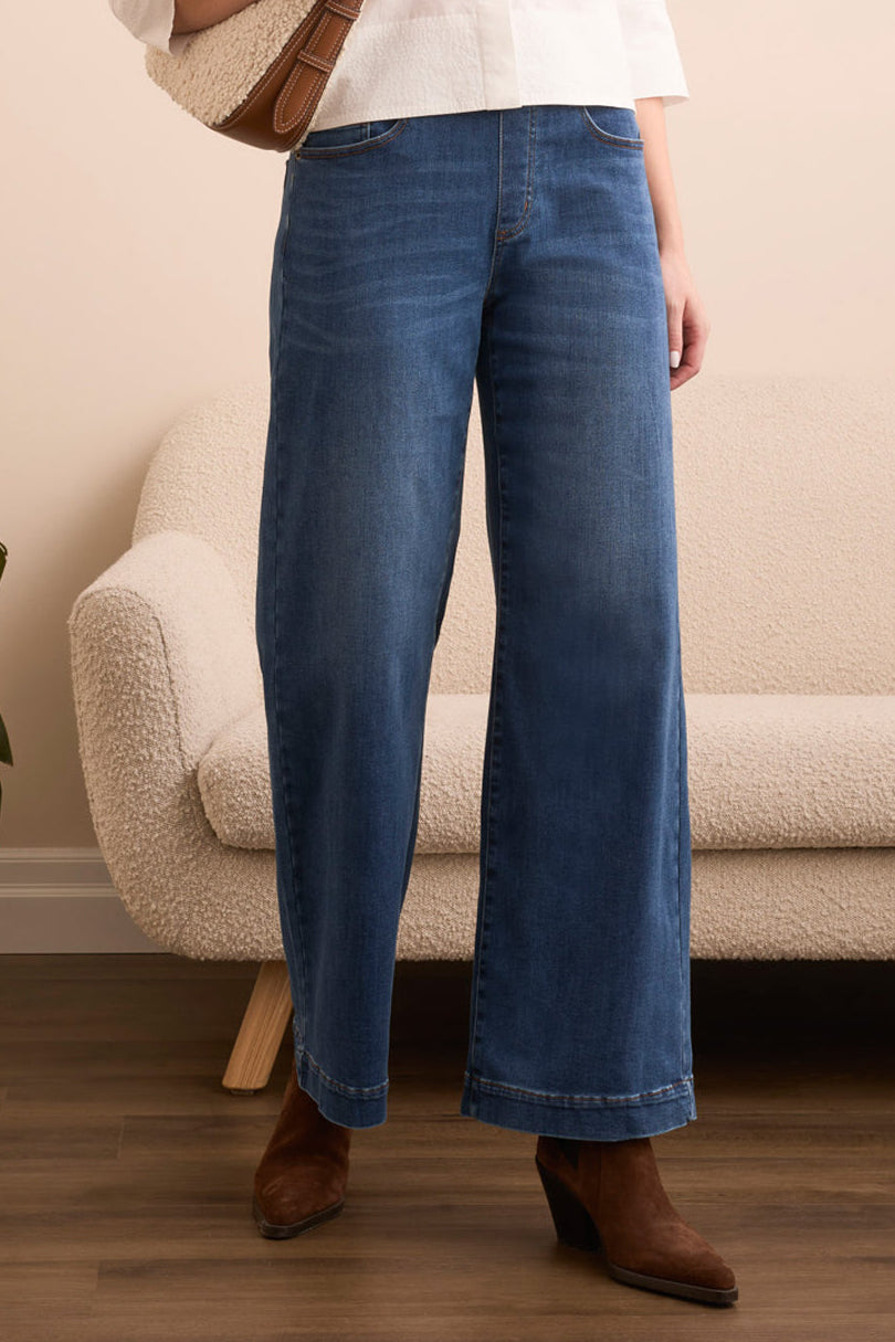 Tribal Audrey Wide Leg Jean in Faded Blue