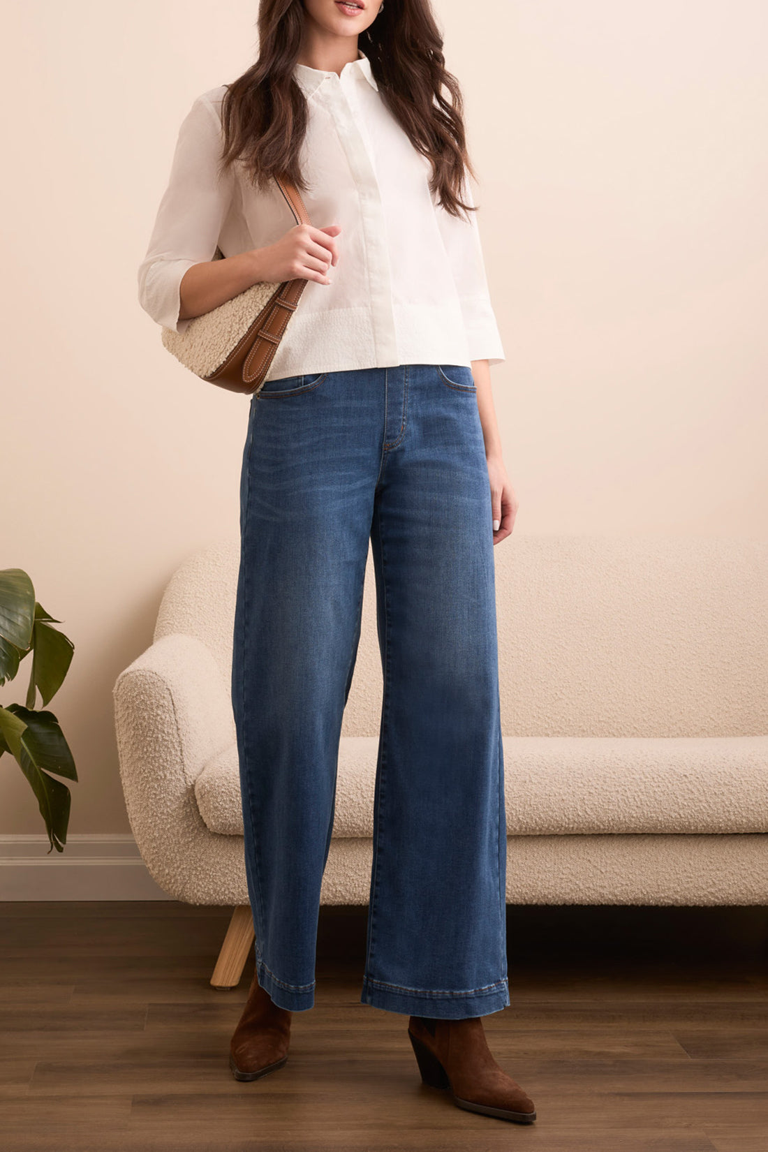 Tribal Audrey Wide Leg Jean in Faded Blue
