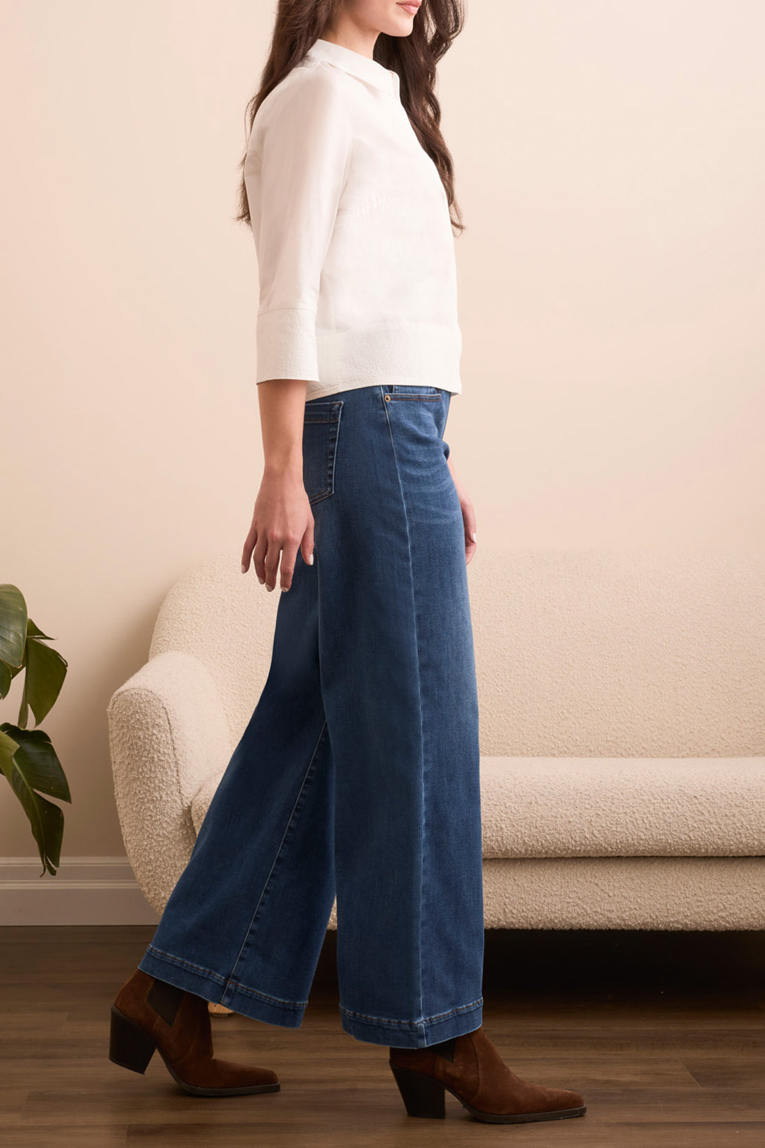 Tribal Audrey Wide Leg Jean in Faded Blue