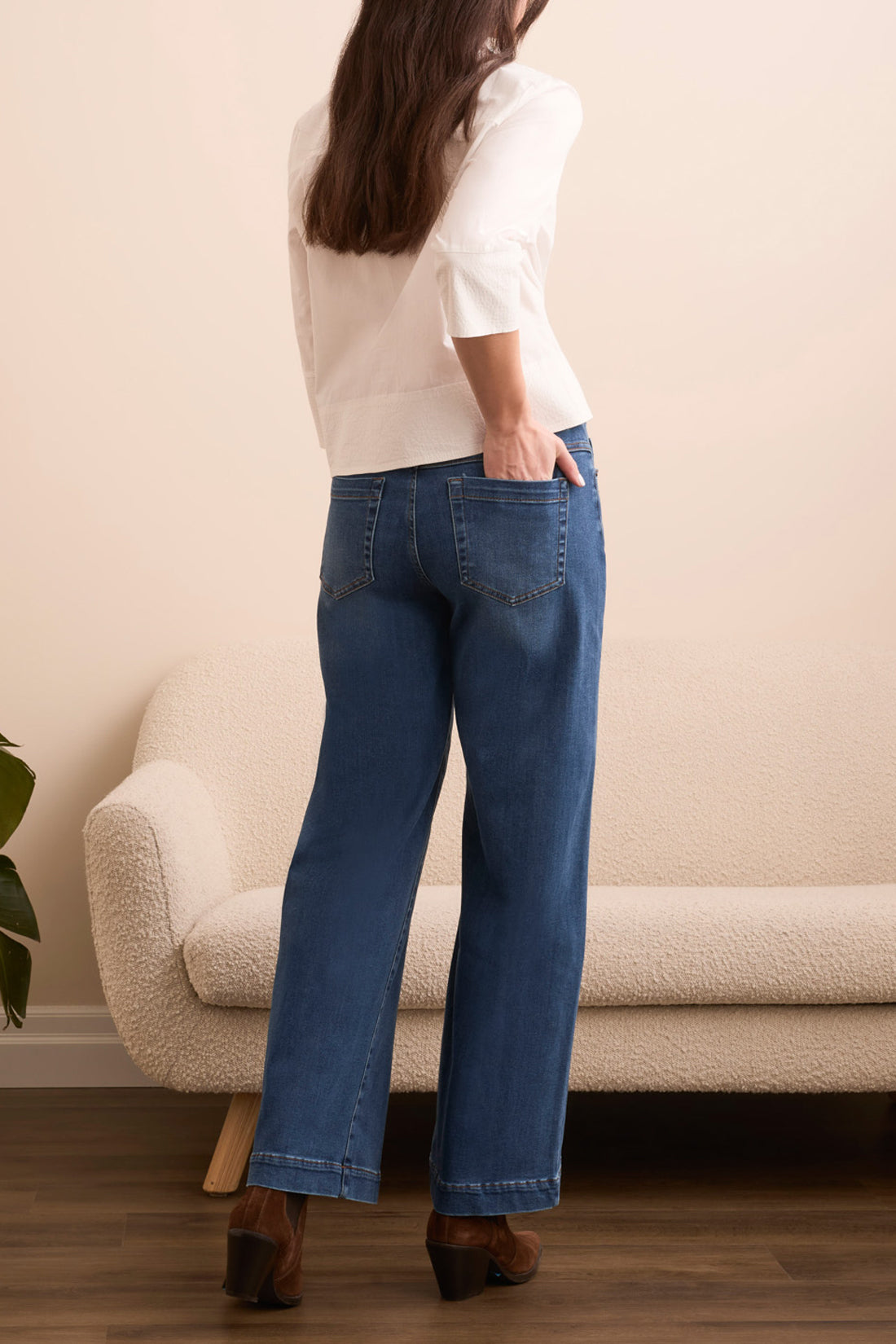 Tribal Audrey Wide Leg Jean in Faded Blue