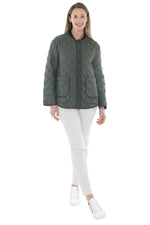 Jump Contrast Zig Zag Quilted Jacket in Sage Combo