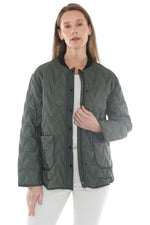 Jump Contrast Zig Zag Quilted Jacket in Sage Combo