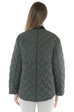 Jump Contrast Zig Zag Quilted Jacket in Sage Combo