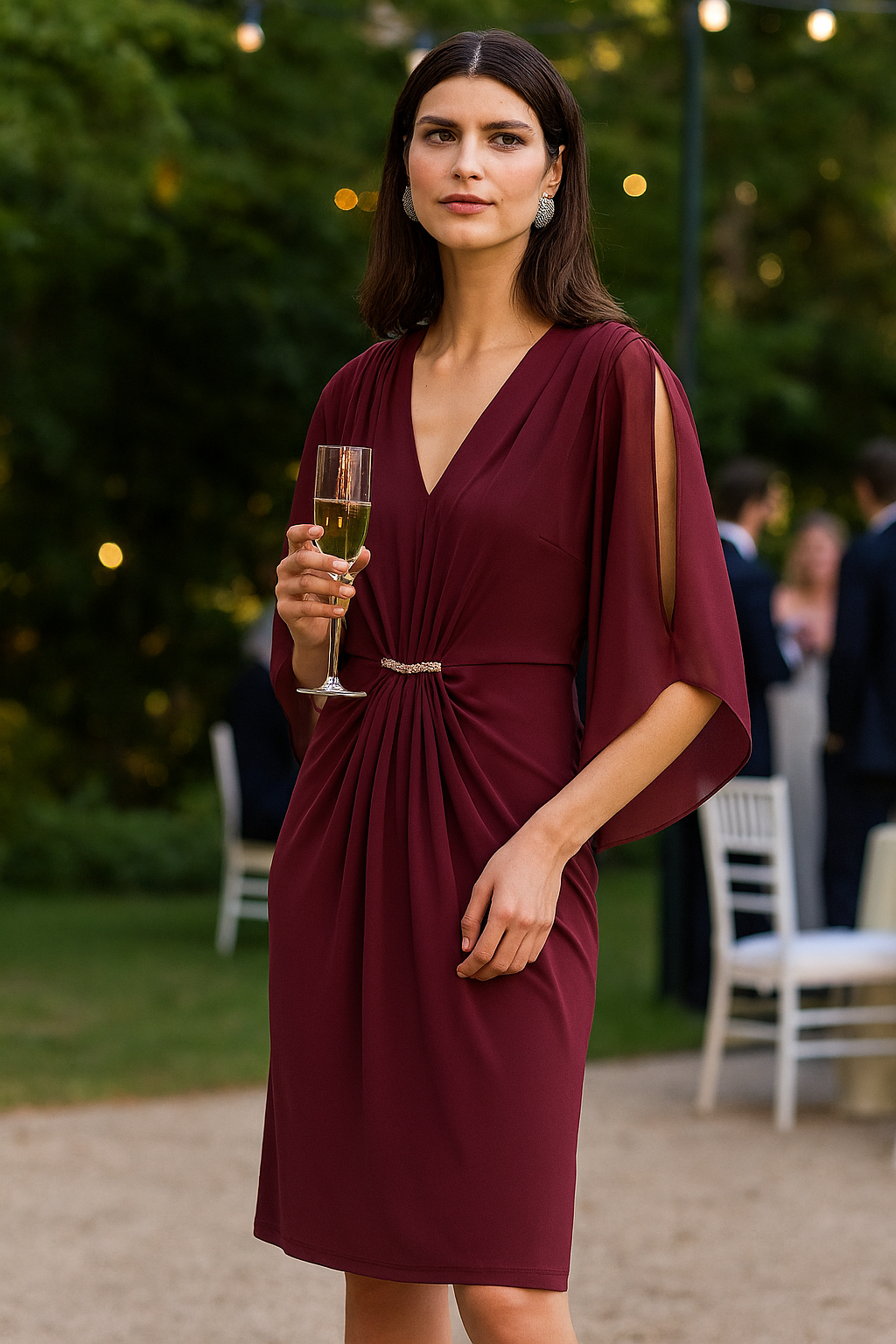 Signature by Joseph Ribkoff Graceful Dress in Merlot 253728