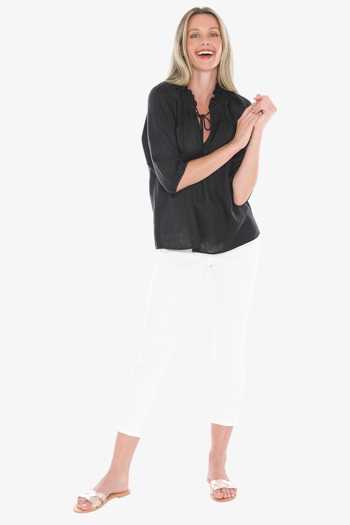 Jump Ruffle Top in Black