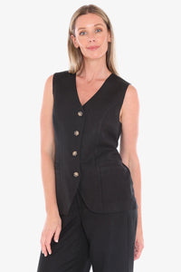 Jump Button Vest in Black