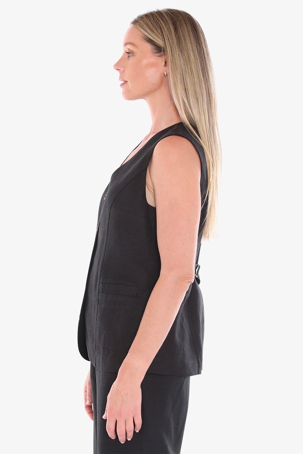 Jump Button Vest in Black