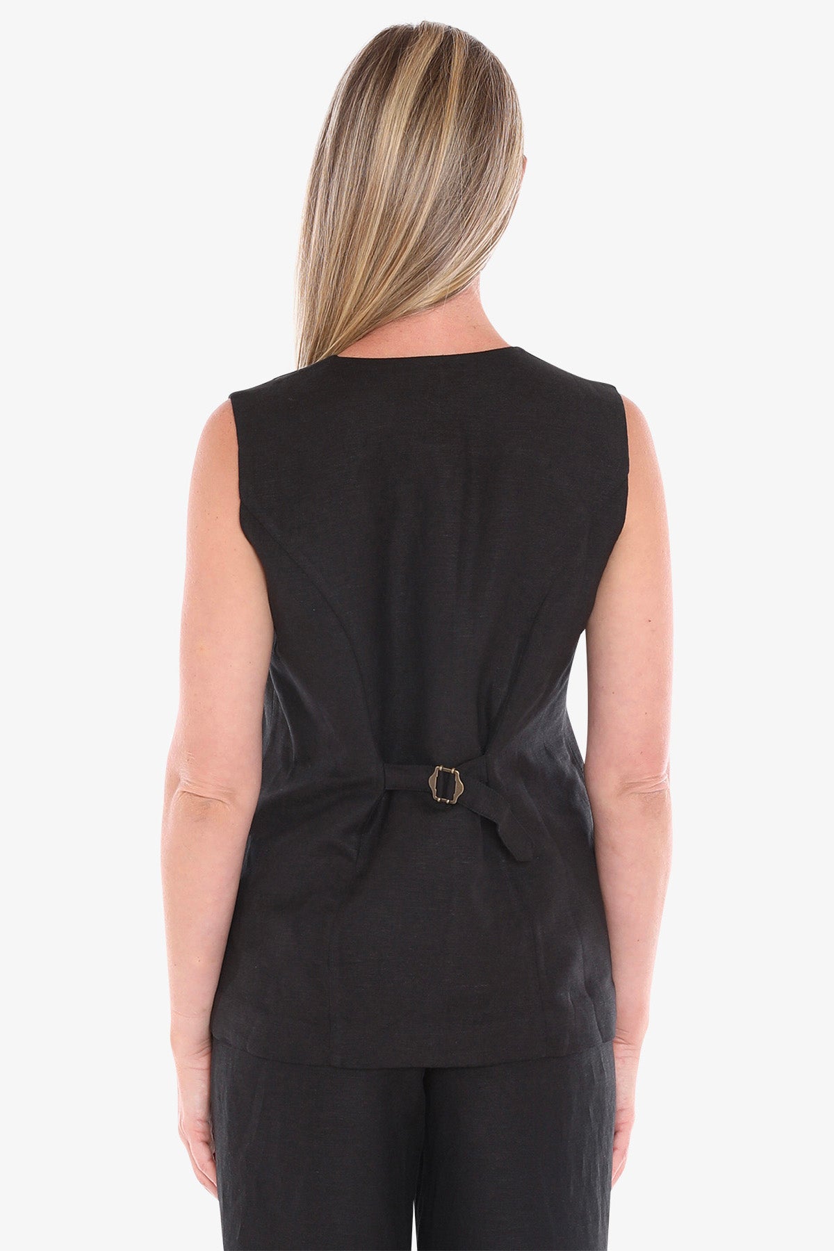 Jump Button Vest in Black