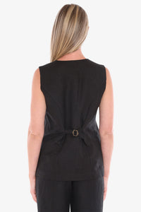 Jump Button Vest in Black