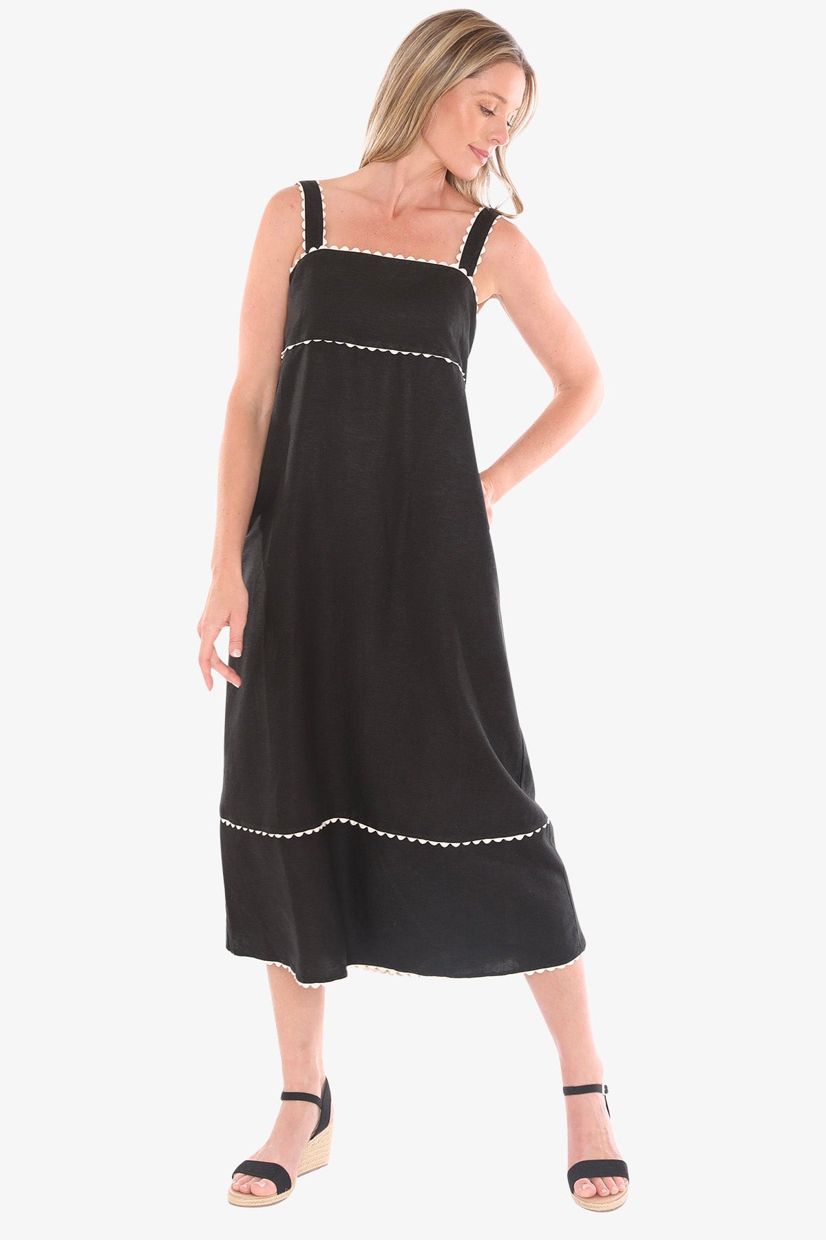 Jump Ric Rac Trim Sundress in Black