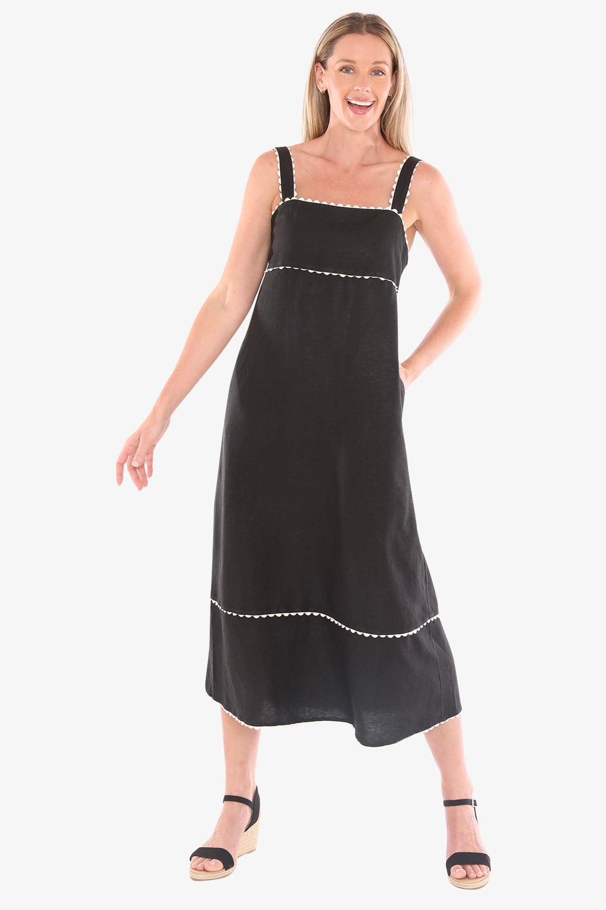 Jump Ric Rac Trim Sundress in Black