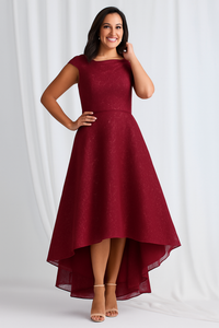 Trellis Lane CORA Asymmetrical Gown in Wine