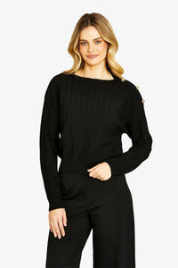 Ping Pong Milano Button Pullover in Black