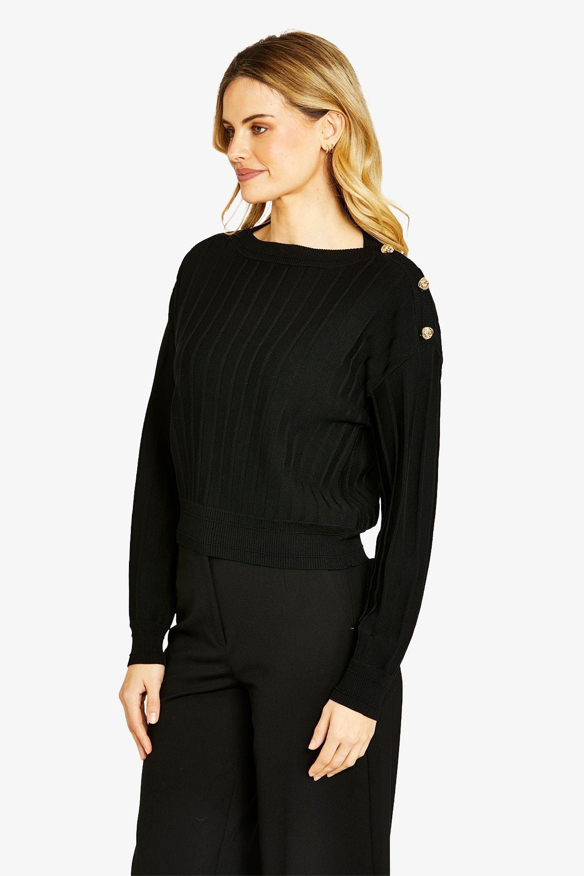 Ping Pong Milano Button Pullover in Black