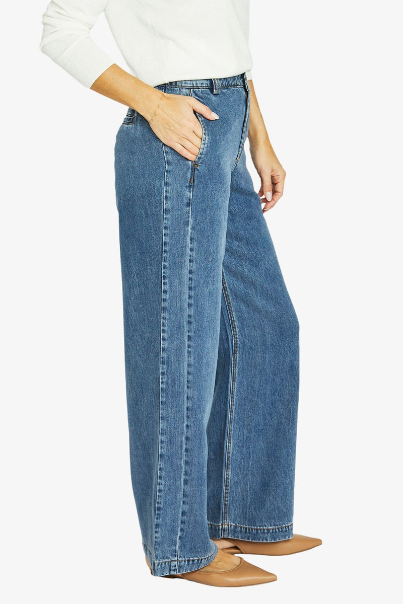 Jump Soft Rivet Detail Jean in Mid Blue