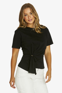 Jump Gold Ring Detail Tee in Black