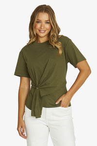 Jump Gold Ring Detail Tee in Khaki
