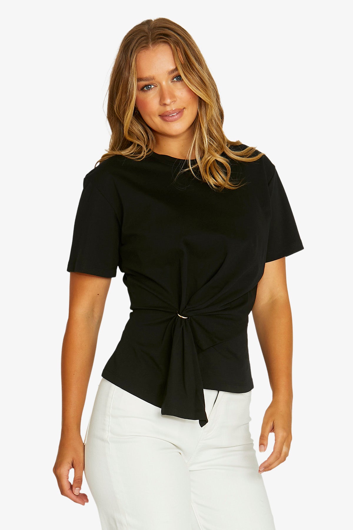 Jump Gold Ring Detail Tee in Black