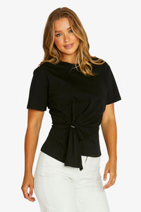 Jump Gold Ring Detail Tee in Black