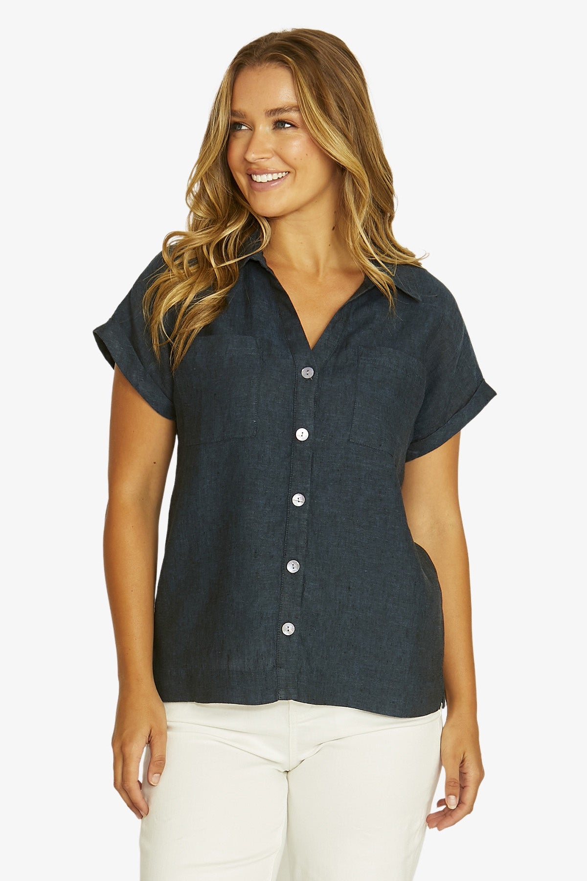 Jump Open Neck Shirt in Ink