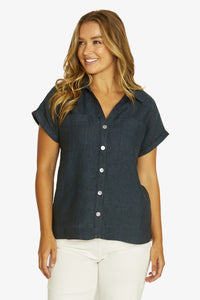 Jump Open Neck Shirt in Ink