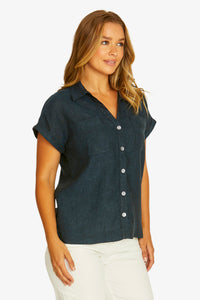 Jump Open Neck Shirt in Ink