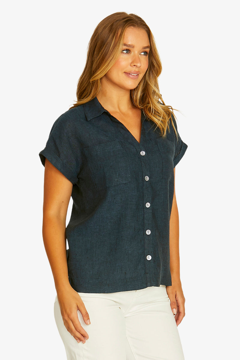 Jump Open Neck Shirt in Ink
