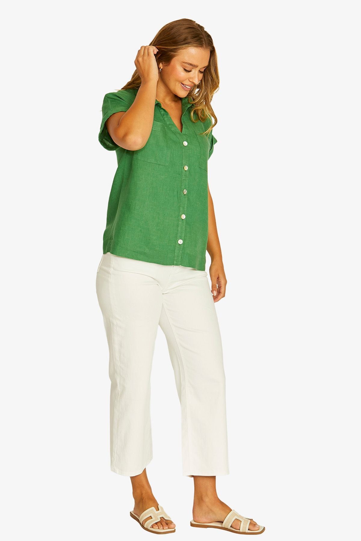 Jump Open Neck Shirt in Leaf