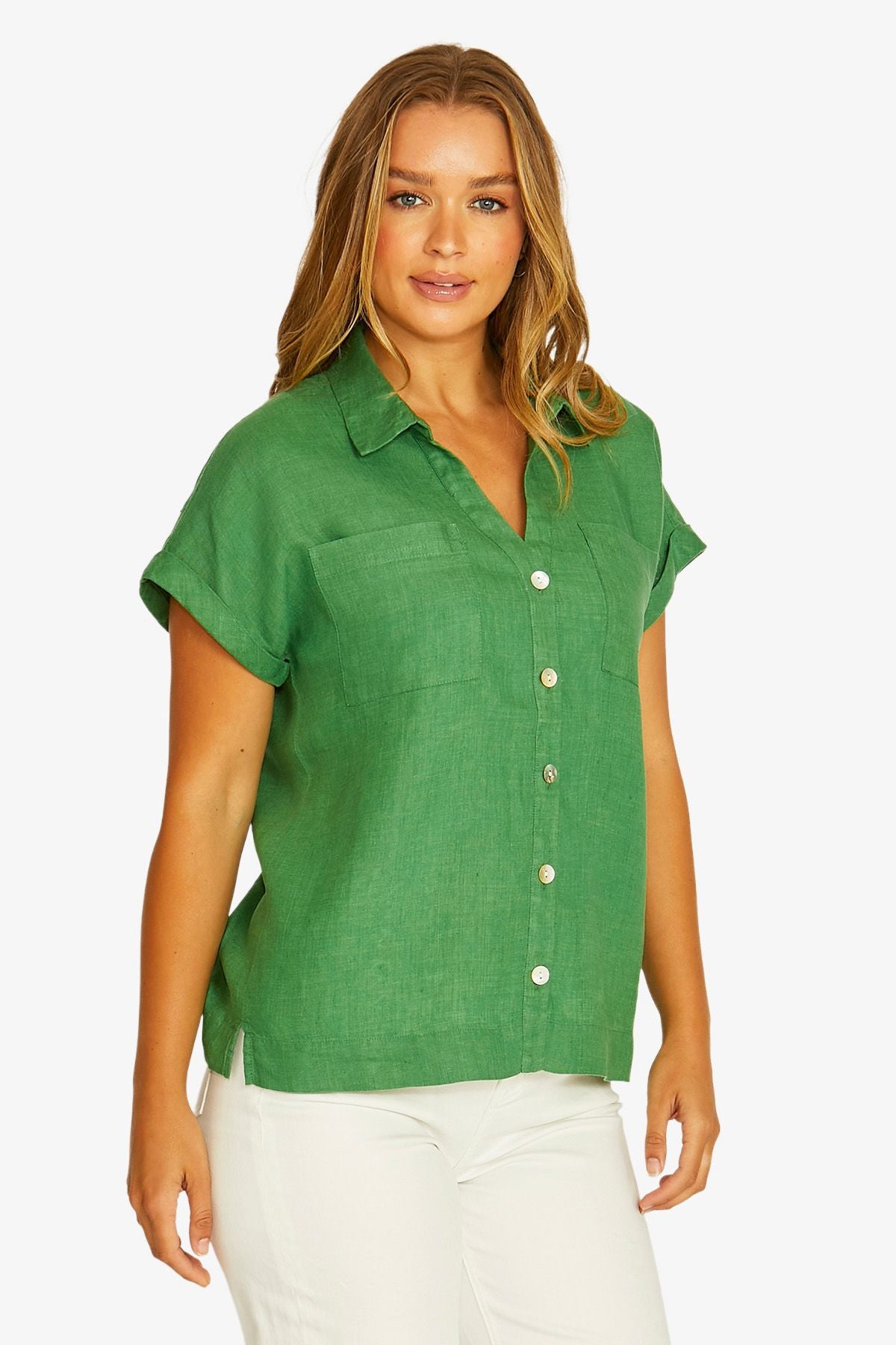 Jump Open Neck Shirt in Leaf
