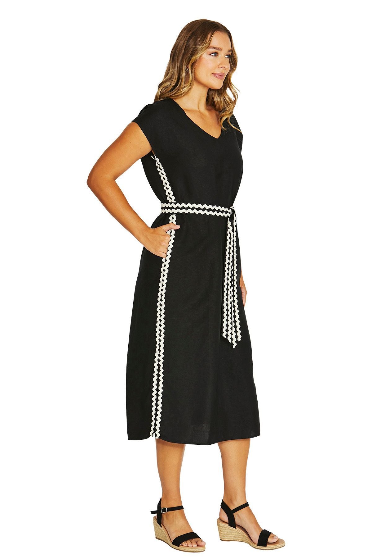 Jump RIC RAC Detail Dress in Black