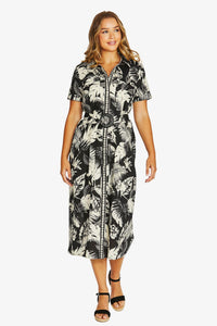 Jump PALM ISLAND Shirt Dress in Black Ecru